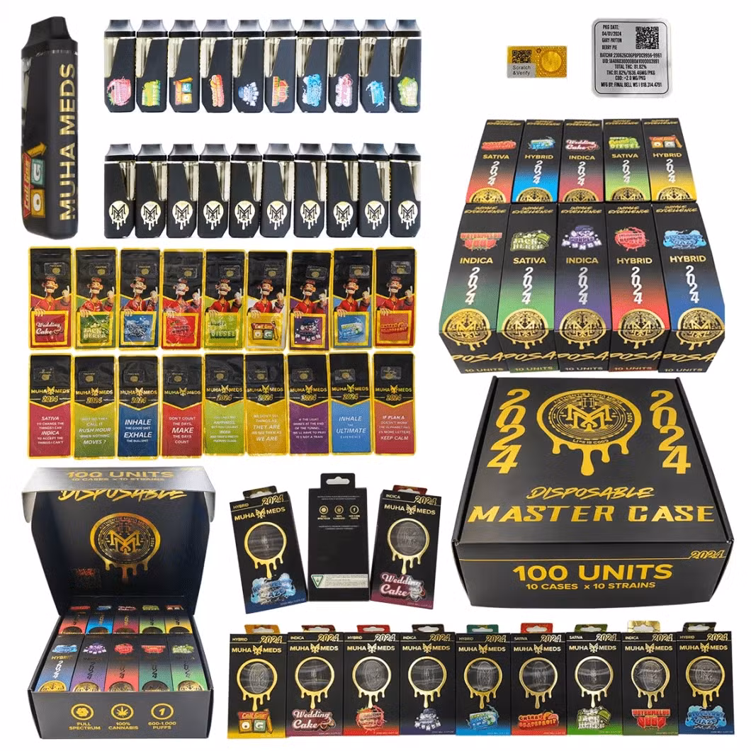 Muha Meds 1.0ml 2.0ml Vape E Cigarette 2000mg Empty Vape Cartridge OEM 1g 2g 2gram Rechargeable Disposable Vape Pen