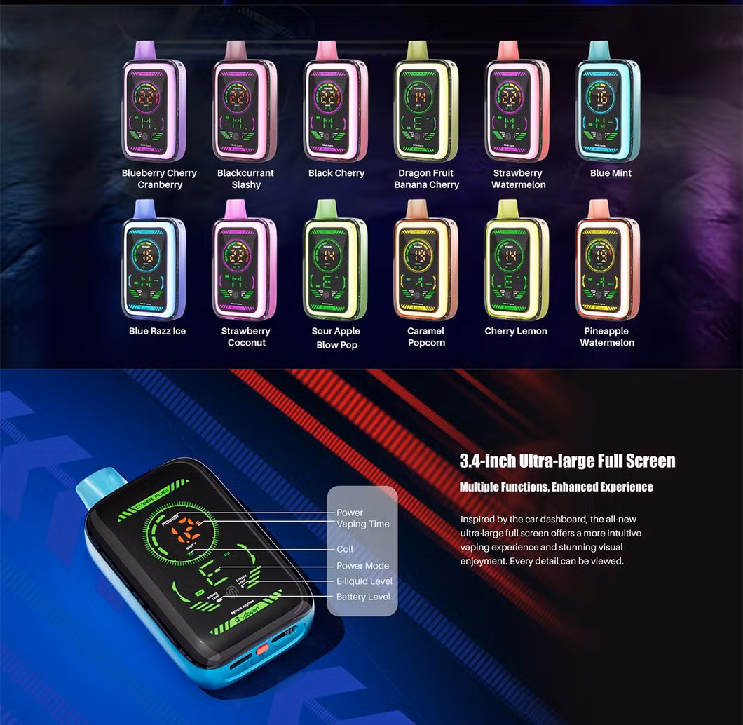 Vabeen Cyber Flex 25K Bood Touch Screen Gear Power Af5000 Tyson Vapes Tornado Puffs 15K E Sigaret Disposable Vape