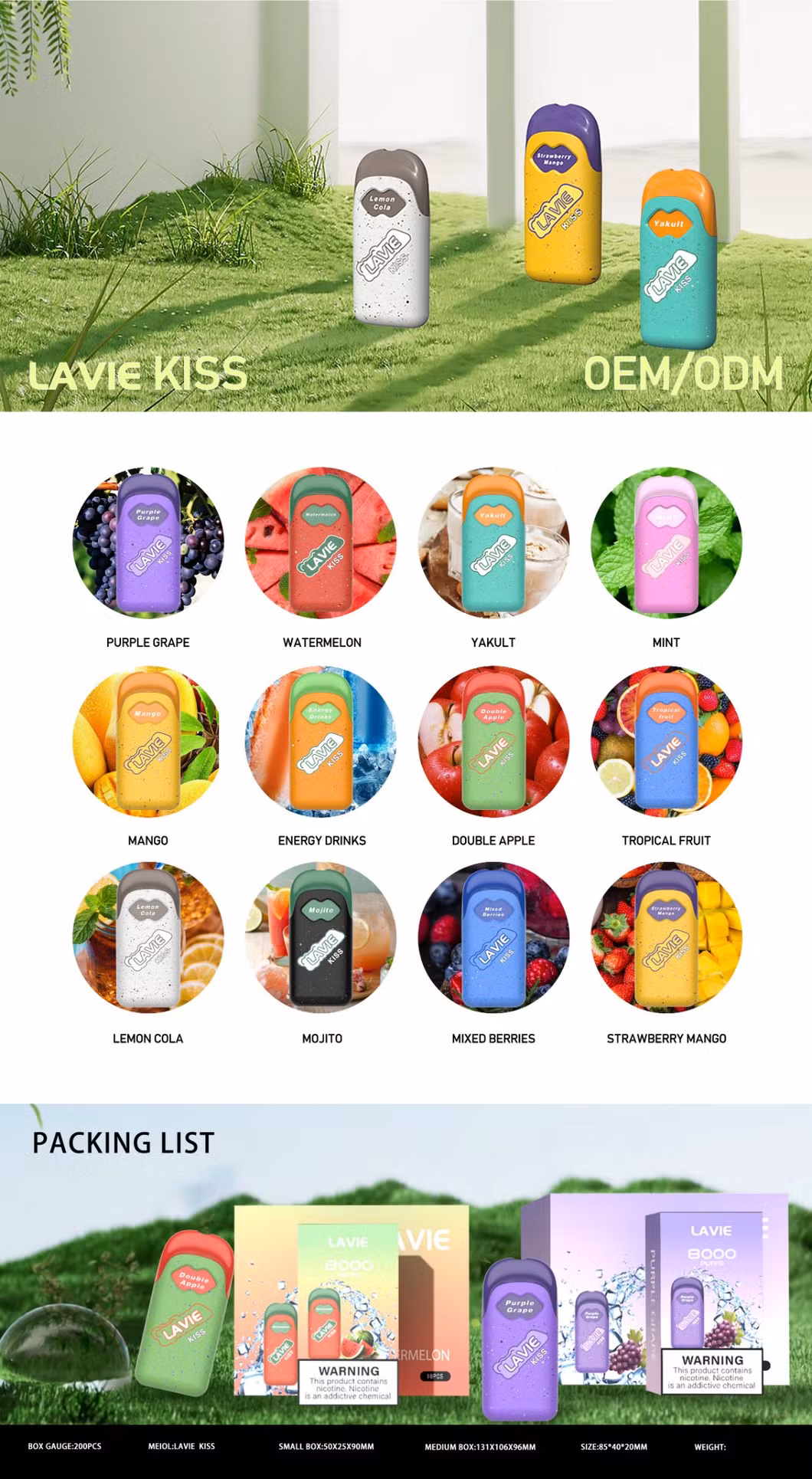 Highest Quality Lavie Kiss Hot Sell 8000 Puff Disposable Vape Pod E-Cigarette Vapes Replaceable