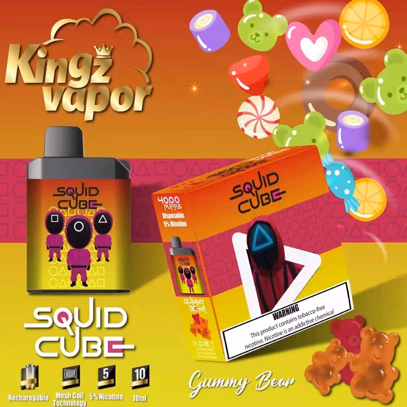 Original Box Shape Mesh Coil Disposable E Cigarette Squid Cube 4000 Puffs Squid Game Disposable Vape with 10 Flavors