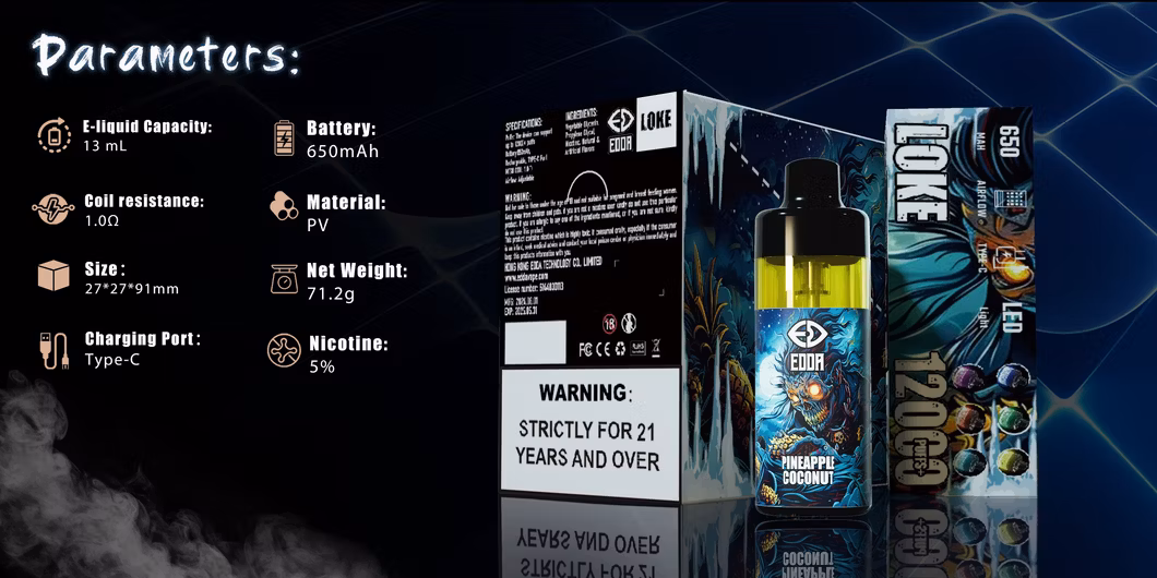 Edda Loke 12000 Puffs Wholesale E-Cigarette Disposable Vape Factory Price Edda Vape