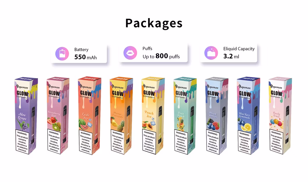 High Nicotine Original Vape Pen Glowing Disposable Vaporizer Vapeman Glow 800puffs
