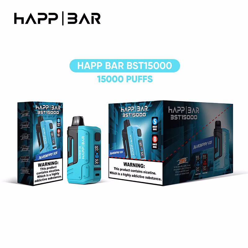 Premium Refillable Vape 15000puffs Happ Bar Adjustable Airflow Disposable Vape with Display