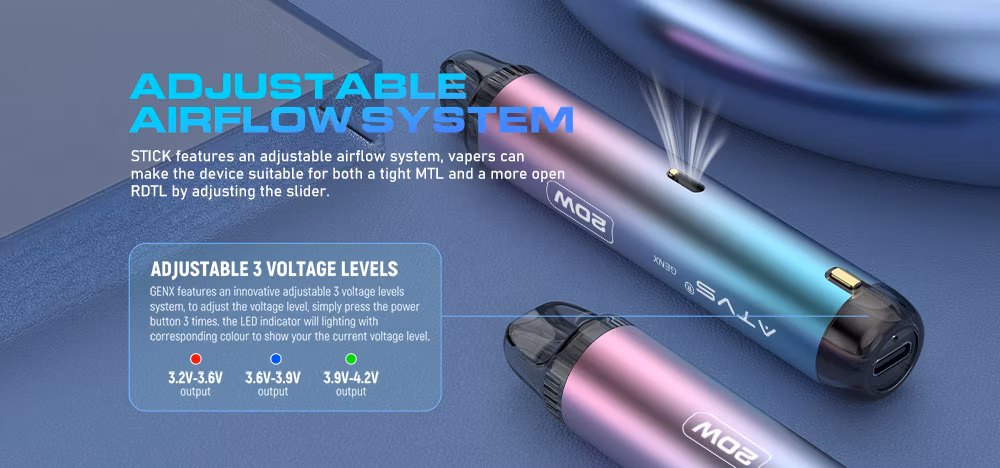Wholesale Vape Pen Atvs Genx 2ml Pod System with Refillable Cartridge and Adjustable Airflow