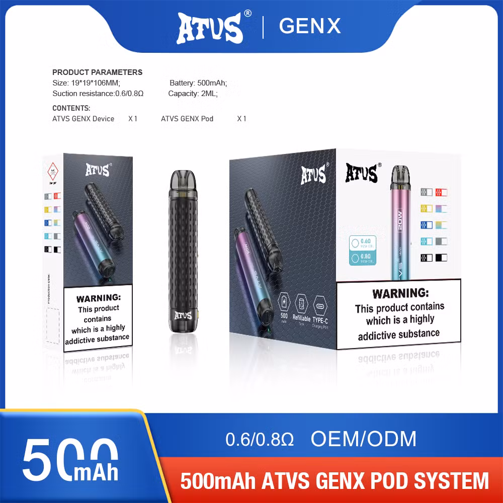 Wholesale Vape Pen Atvs Genx 2ml Pod System with Refillable Cartridge and Adjustable Airflow