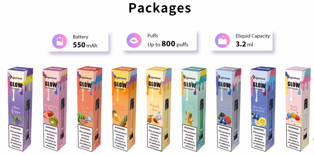 100% Original 9 Juicy Fruit Flavors Wholesale Vapeman Glow Disposable Vape Pen
