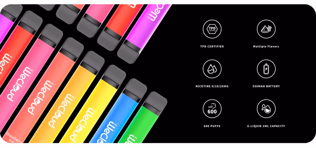 Europe Newest Factory Price 600 Puffs 2ml Juicy Great Disposable Vape Electronic Cigarette Disposable Vape Pen