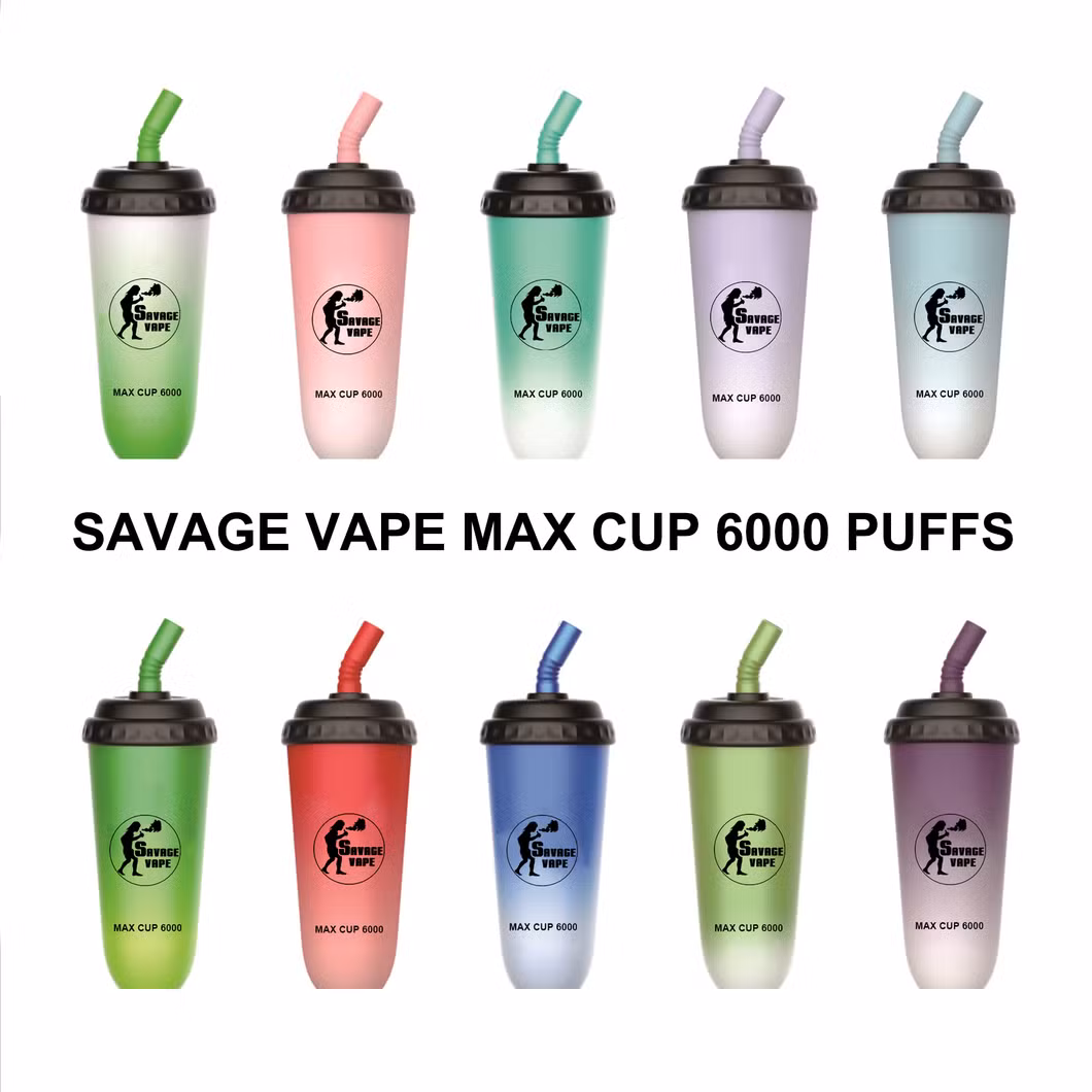 New Design Savage Max Cup 6000 Puff 5000 Disposable Vape Electronic Cigarette with 600mAh Rechargeable Battery 16ml Prefilled Cart Pod Shipped Within 24 Hours