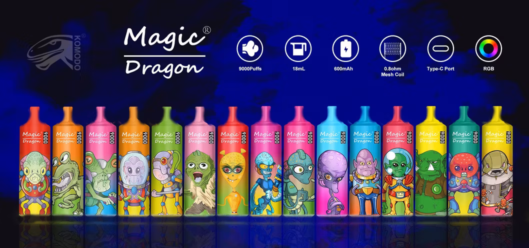 Komodo 9000puffs Disposable E Cigarettes Rechargeable Battery 18ml Vape Big Puff 9K Tornado Vapes Hot in France Germany