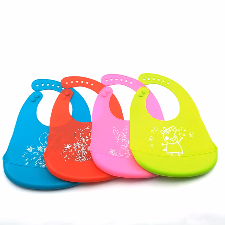 Waterproof Reusable Colorful Custom Logo Soft Silicone Baby Bib
