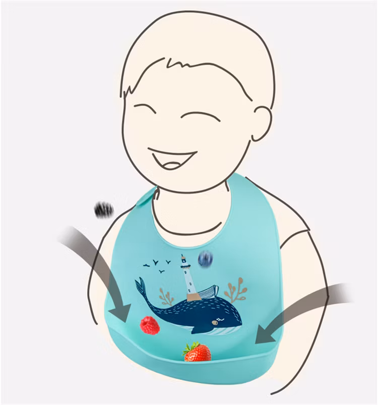 Waterproof Reusable Colorful Custom Logo Soft Silicone Baby Bib