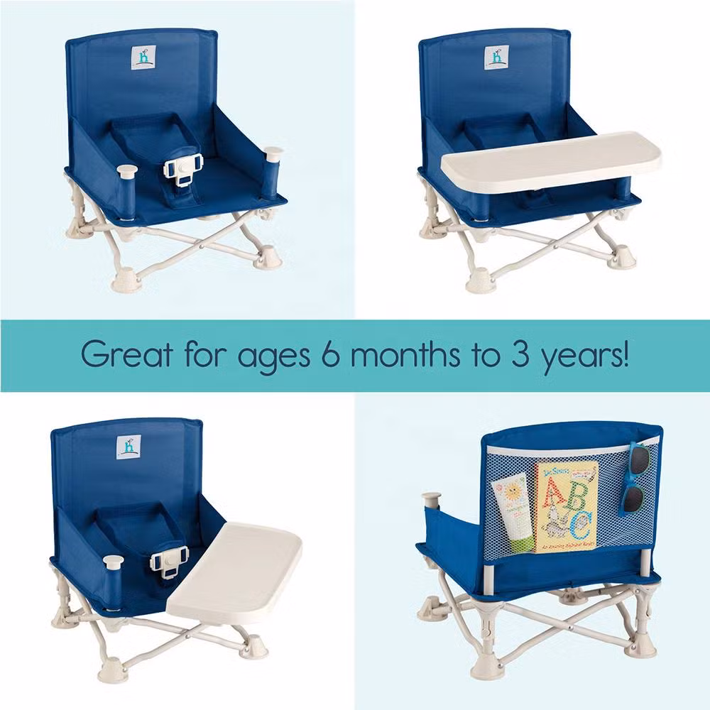 Folding High Chair Adjustable Safe Baby Feeding Eating Desk and Dining Chair Portable Baby Travel Booster Seat with Tray