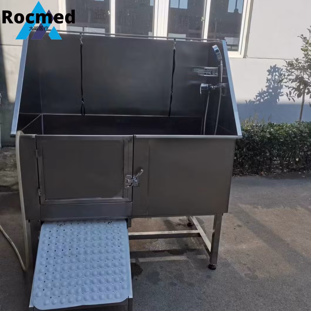 Veterinary Portable SPA Bath Tub Cat Pet Dog Stainless Steel Pet Grooming Bathtub Automatic Tub with Movable Door for Clinic Hospital