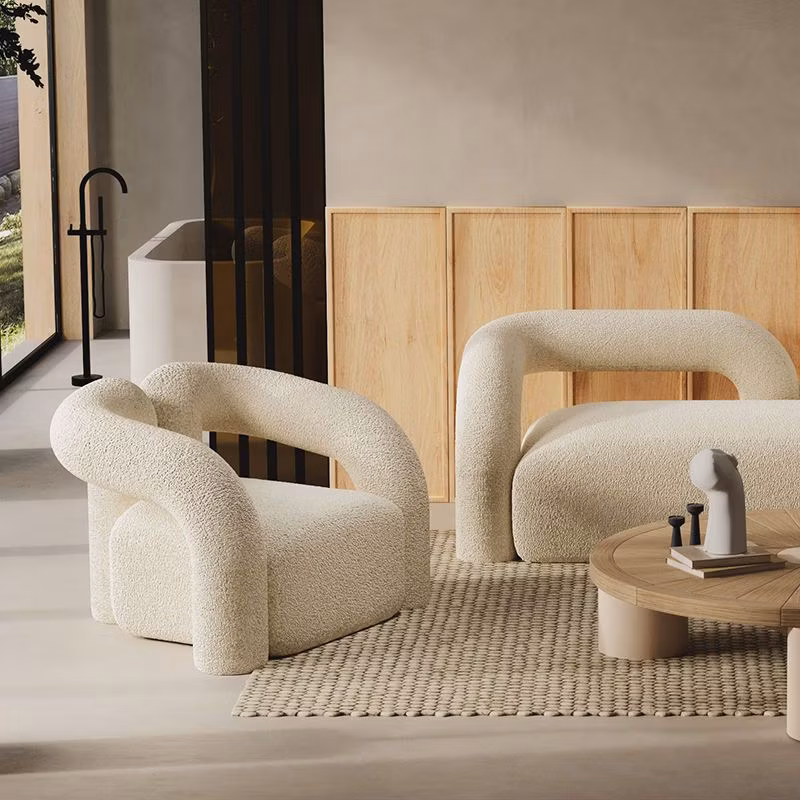 Nordic Backrest Minimalist Soft Berber Fleece Living Room Bedroom Children&prime;s Stools