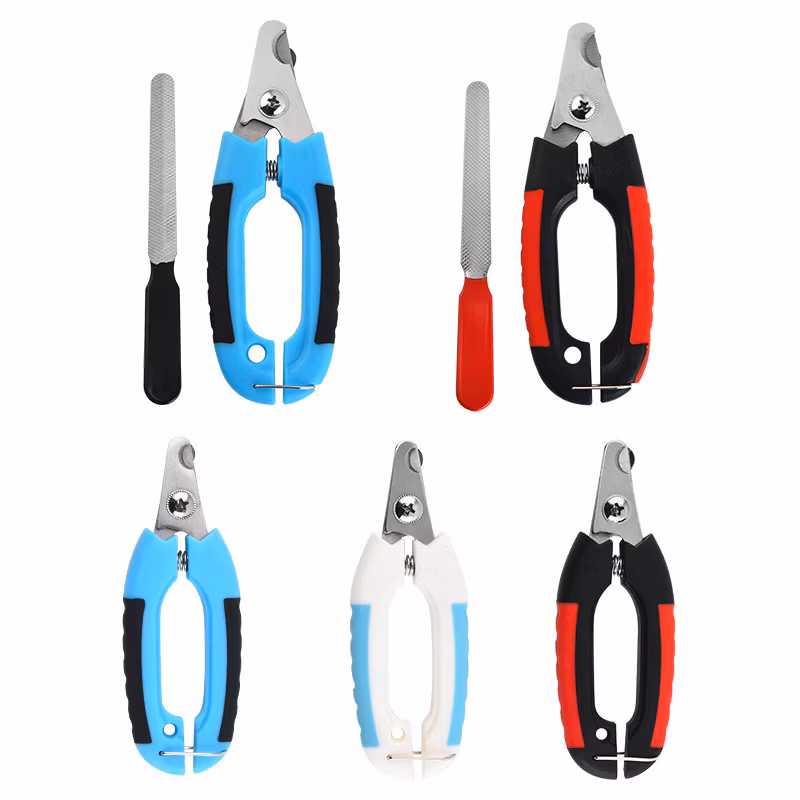 Factory Wholesale Stainless Steel Pet Nail Cutter Dog Cat Nail Clipper with File Pet Scissor