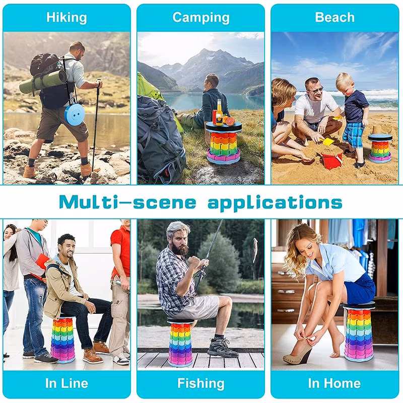 Outdoor Fishing Stool Plastic Garden Chairs Height Adjustable Camping Folding Furniture Retractable Telescoping Stool Chair