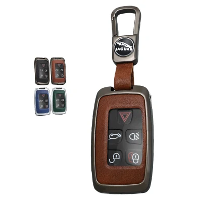 Replacement Remote Keyless Fob TPU Metal Leather Car Key Case for Jaguar