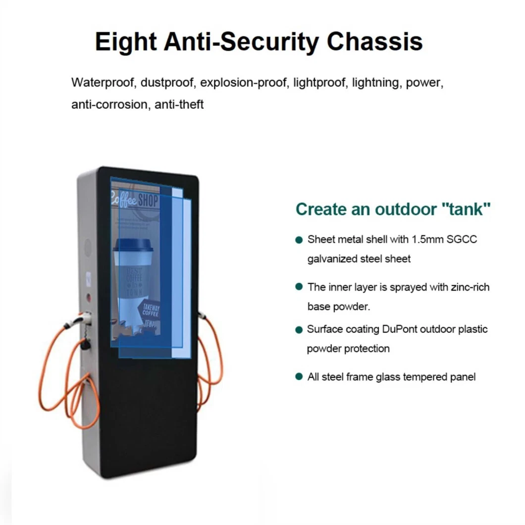 55 65 75 85 86 98 LCD EV Charge Station Outdoor Interactive Information Digital Display