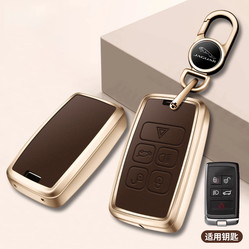 Replacement Remote Keyless Metal Leather Fob Car Key Case Shell for Jaguar