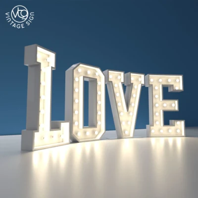 La iluminación en 3D 5FT carta de amor letra Vintage letras de la marquesina de luces