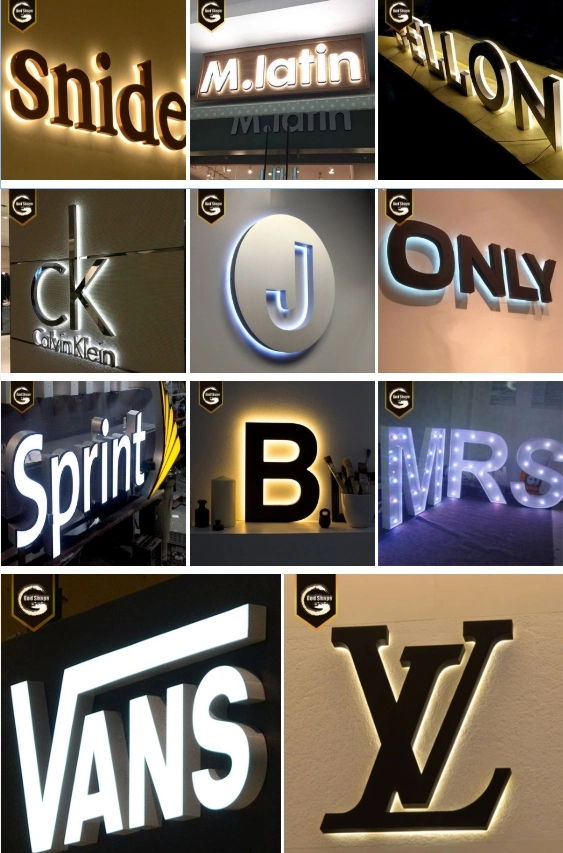 Outdoor Large Backlit Stainless Steel LED Signs Illuminated Channel Letters Coffee Shop