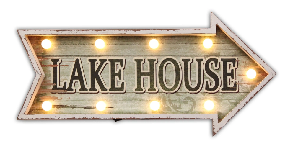 Battery Operated Arrows Shape LED Lighted Beach Lake House Marquee Sign