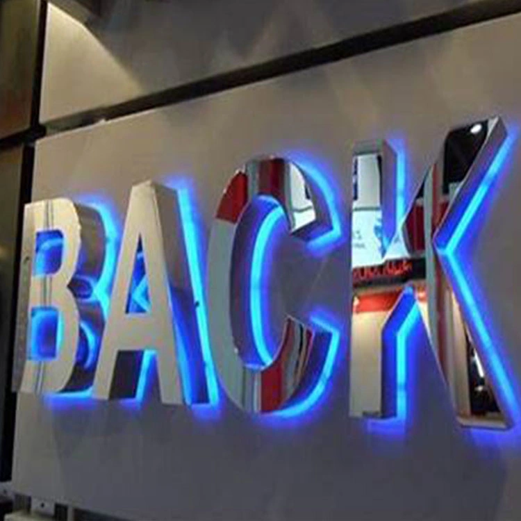 Mirror Effect Stainless Steel Backlit LED Channel Letters Signage-0423L