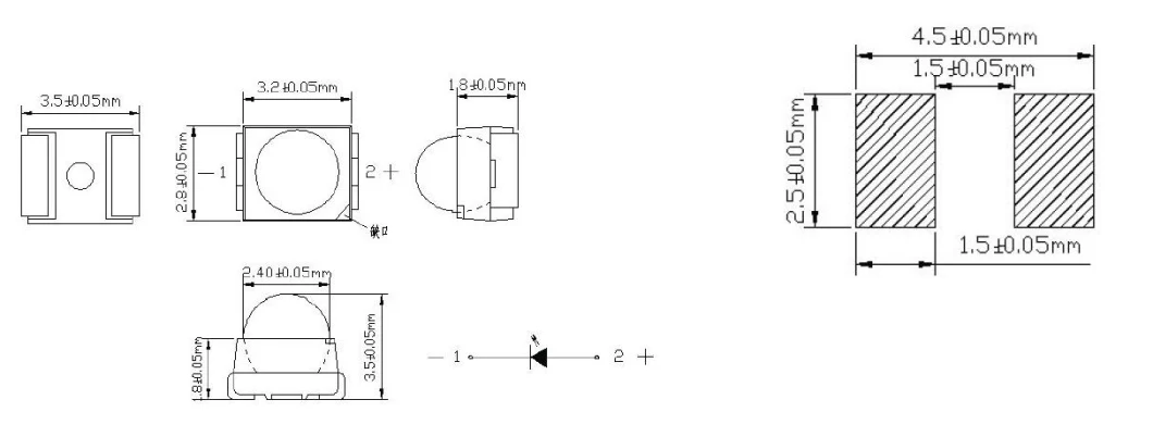 RoHS Compliant Amber 3500mcd Dome Type Plcc SMD LED 3528 for Channel Letter