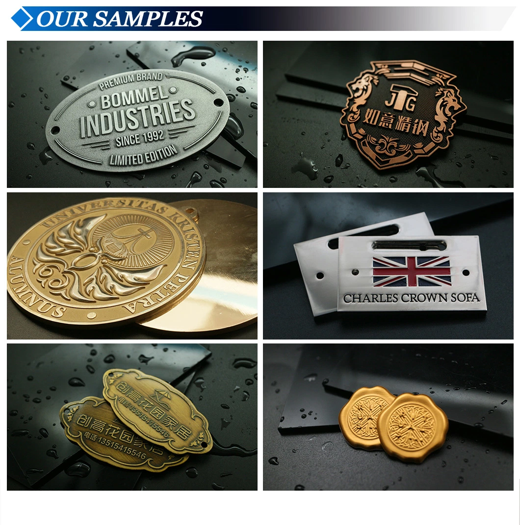 Custom Metal Label/Tag/Sticker/Sign/Logo/Nameplates for Accessoires Hats Bags, Clothing, Jeans Furniture, Car, Door, Blinds