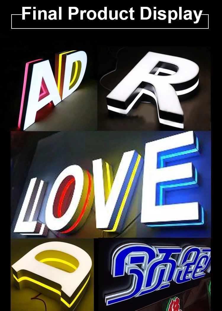 Custom LED Lights Signage Bottom Side Light Pass ABS Strips 3D High Polymer Strips Narrow Type Aluminium Sign Letter