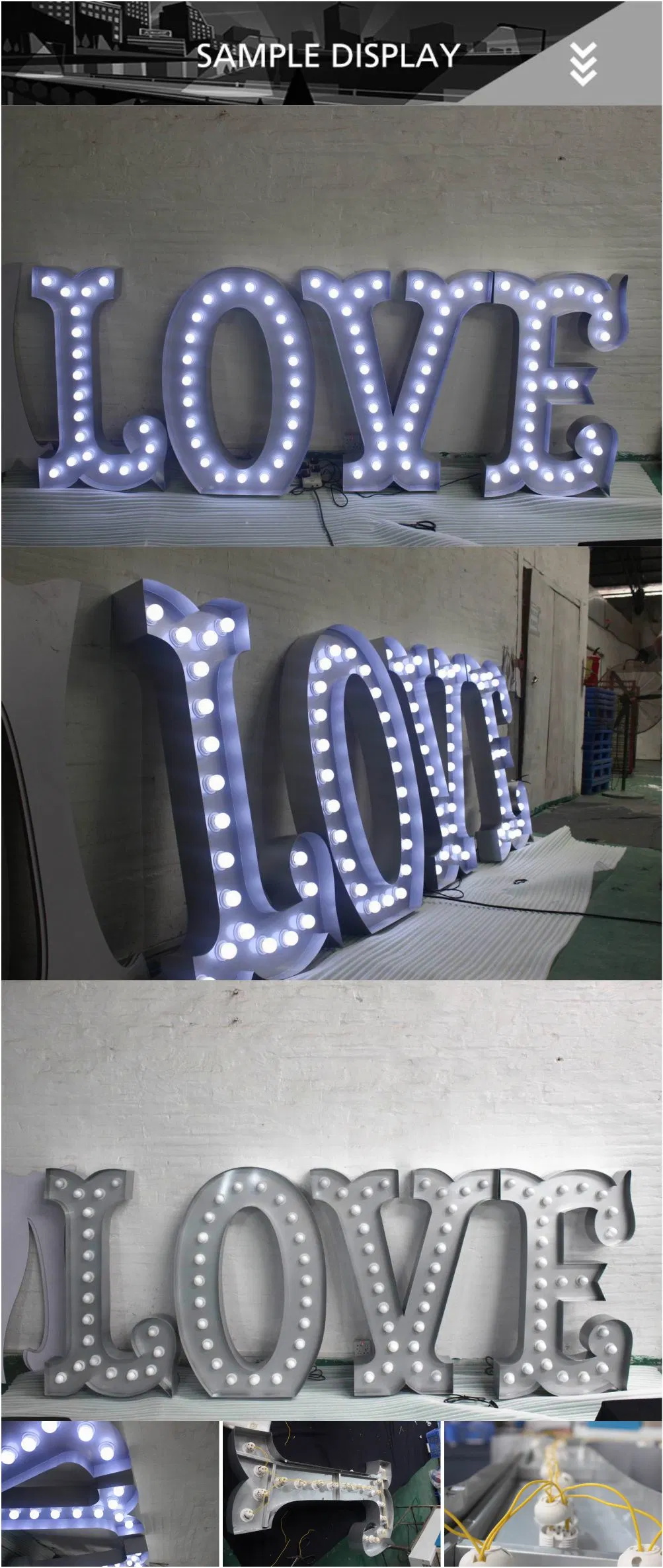 China Custom Metal Outdoor Lighted Large Vintage LED Letter Lights