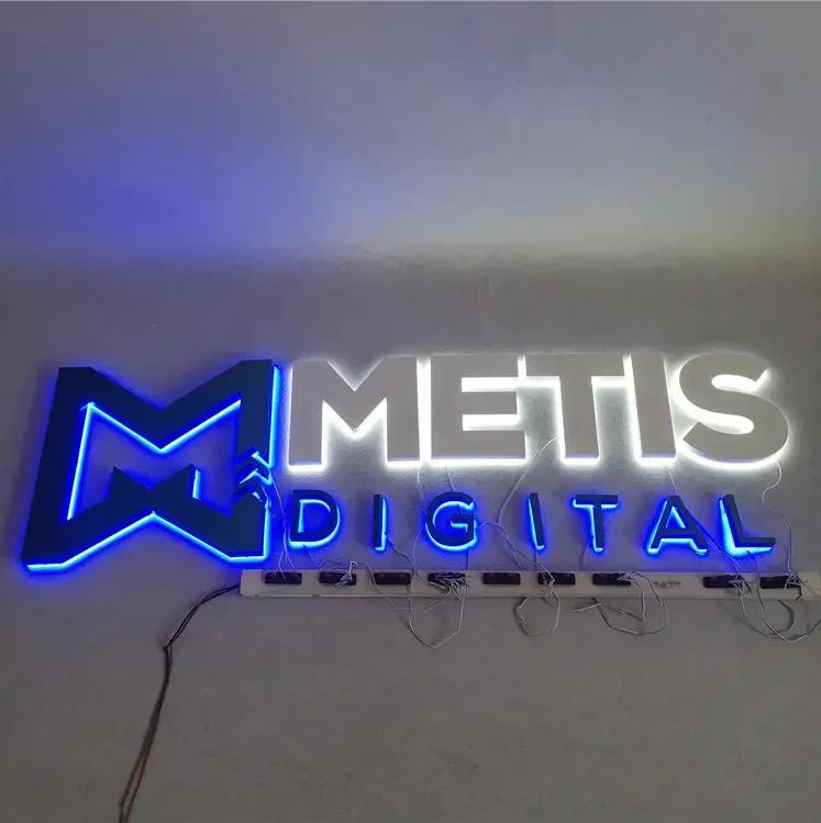 Backlit LED Stainless Steel Letters Acrylic Signboard Custom Shop Office Mall Illuminated Signage