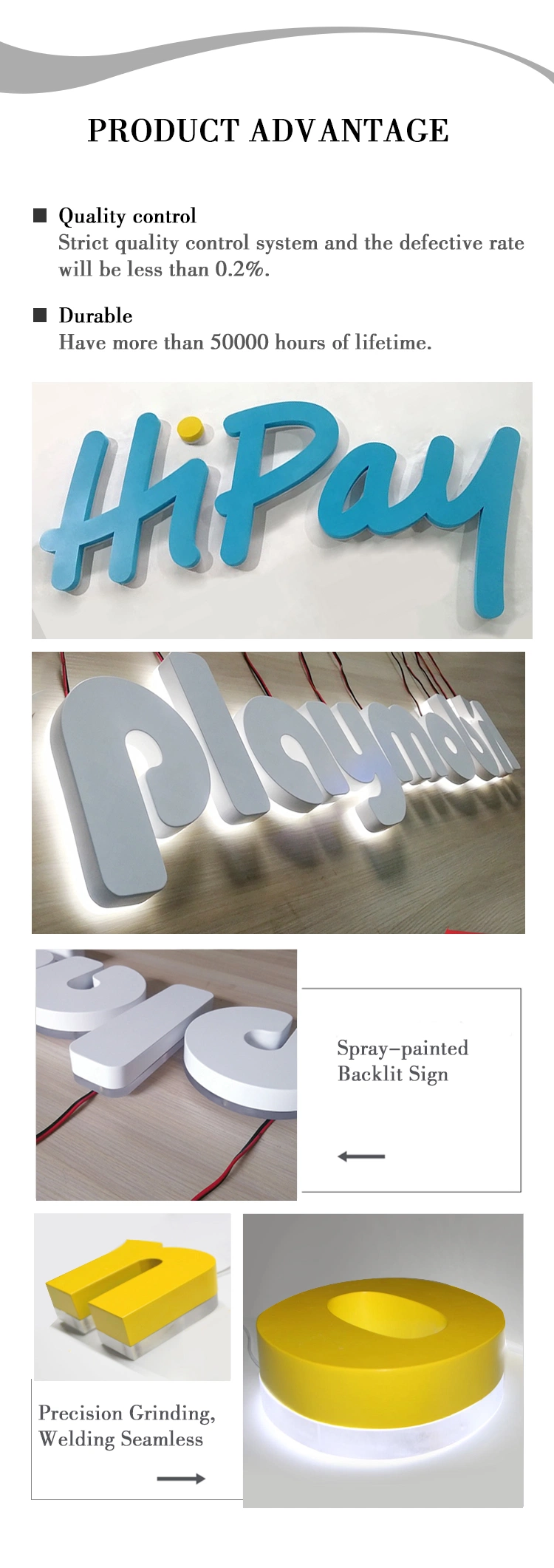 3D Light up Letters Signage Illuminated Wall Electronic Signs Board Storefront LED Letter Sign