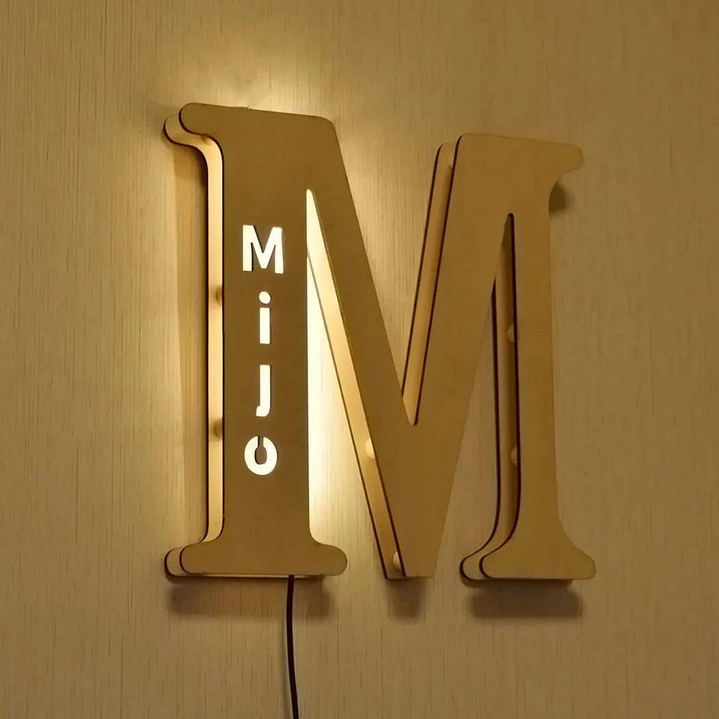 Wooden Night Lights Name Personalized 26 Letter Electronic Signs LED