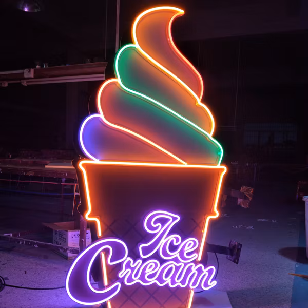 LED Illuminated Letter Huge Ice Cream Flexible Neon Signs for Indoor Outdoor Multi-Color Silicon Flex Neon Letters