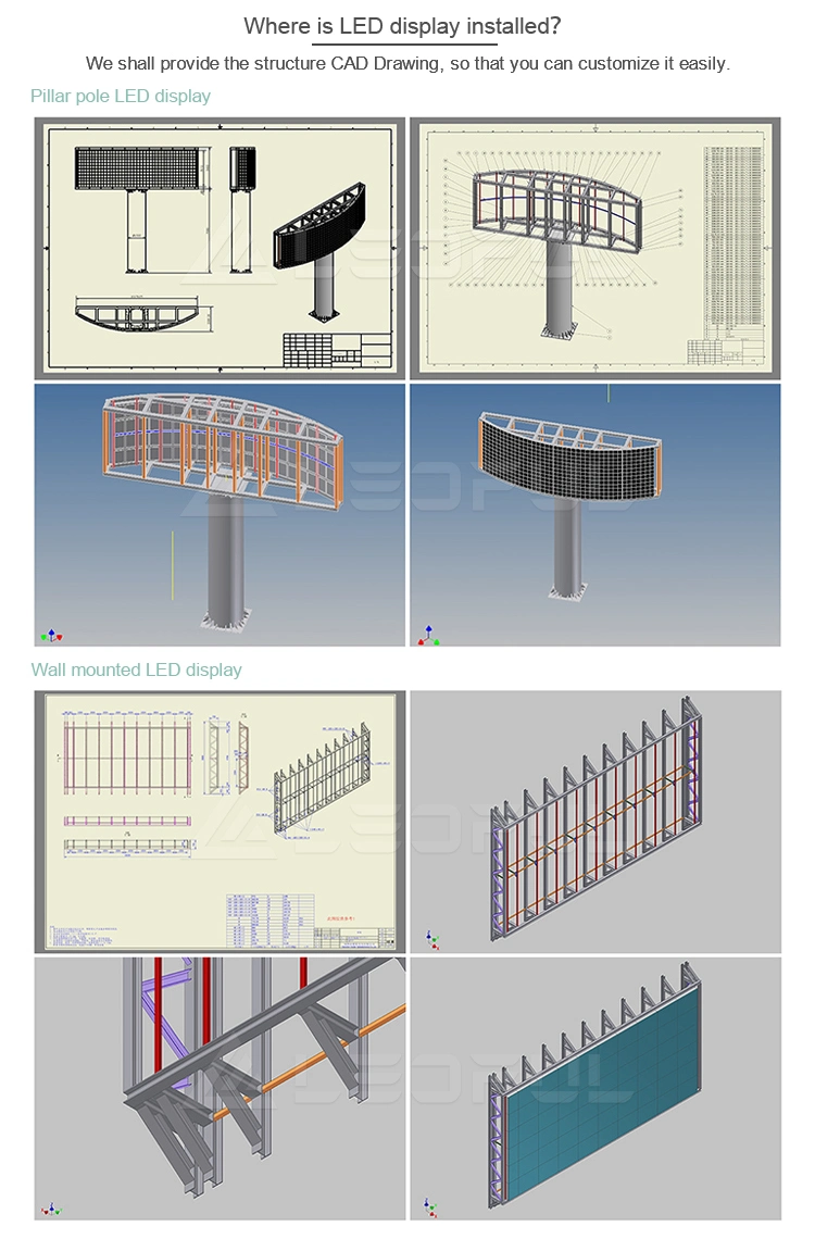 Outdoor Advertising Digital P2.5 P3 P4 P5 P6 P6.6 P8 P10 Module Cabinet Panel Billboard Video Wall LED Display Screen Sign