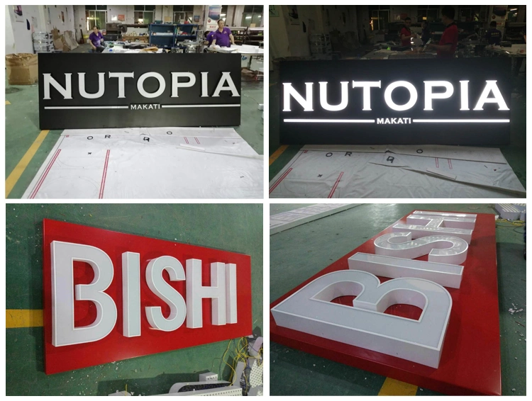 Indoor Wall Mounted Custom 3D Logo Stainless Steel LED Backslid Letter Sign for Shop Sign Board