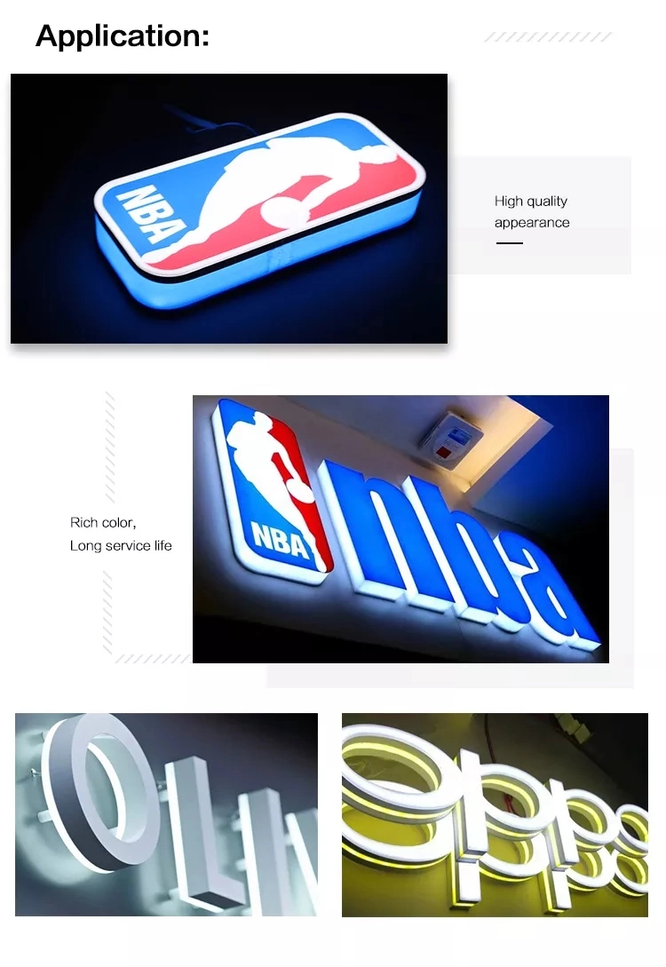 Custom LED Lights Signage Bottom Side Light Pass ABS Strips 3D High Polymer Strips Narrow Type Aluminium Sign Letter