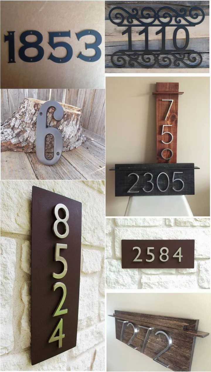 Custom Made Golden Color Stainless Steel 3D House Number Sign