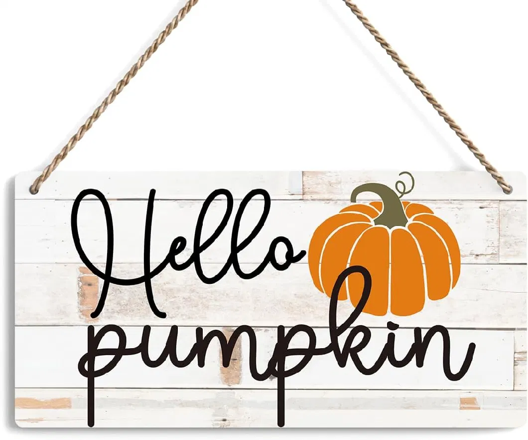 Hello Pumpkins Autumn Wood Sign Decoration Fall Wooden Signs Rustic Hanging Plaque Home Wall Art