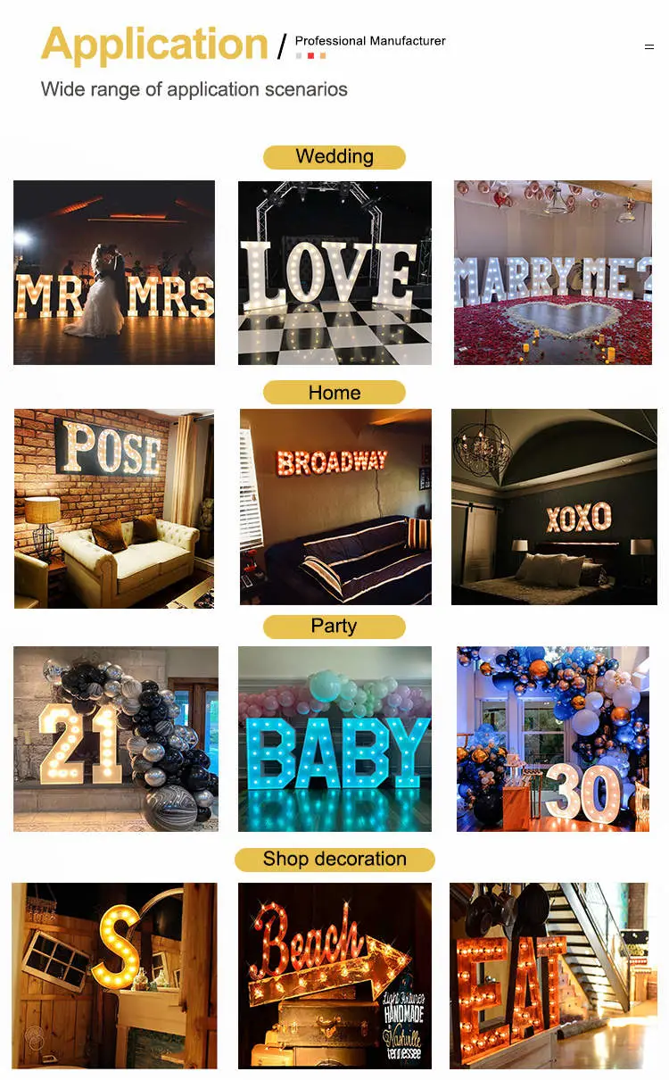 LED Electronic Signs Birthday Party Marquee Number Love Letter Light for Wedding Decoration