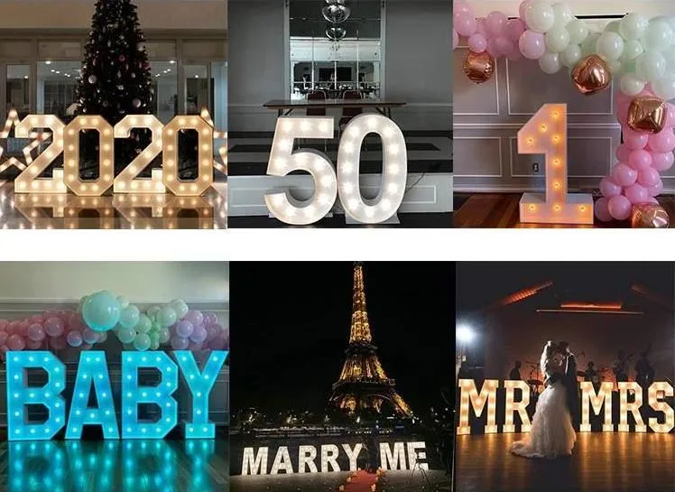 LED Electronic Signs Birthday Party Marquee Number Love Letter Light for Wedding Decoration