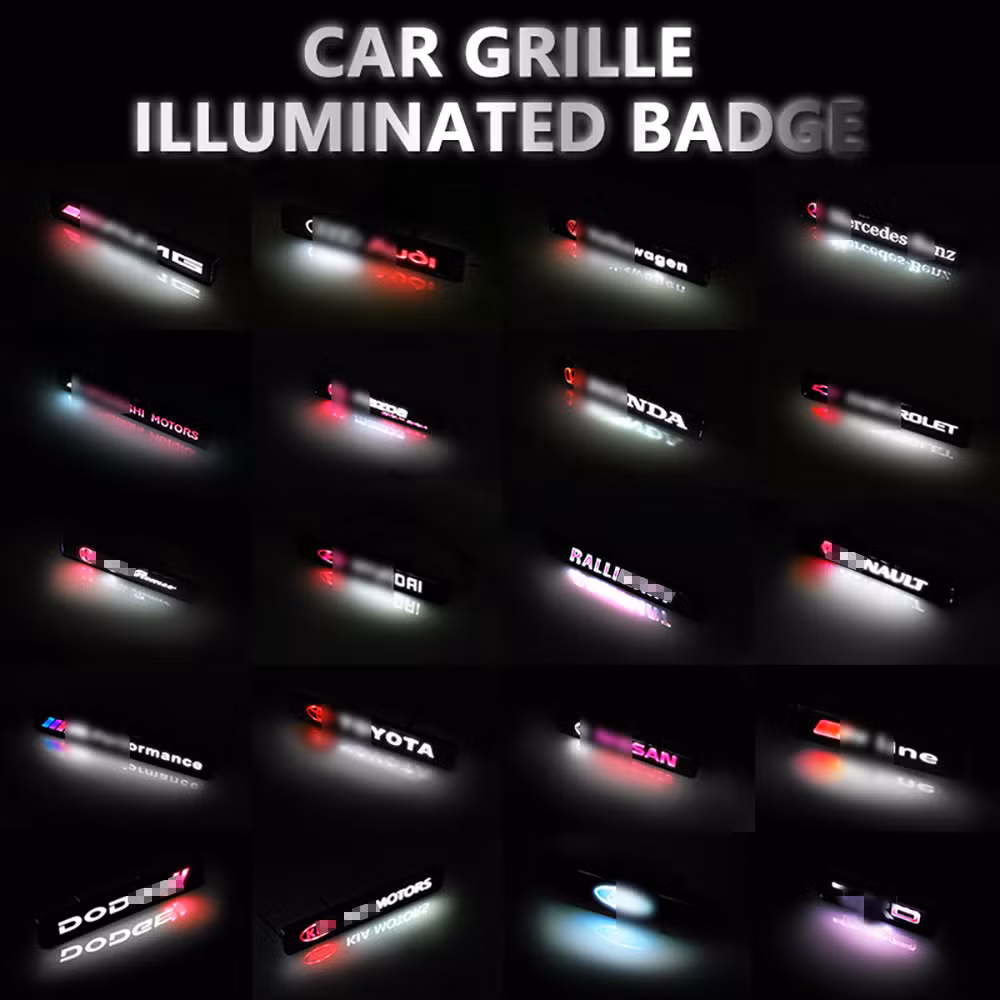 Wholesale Sticker Metal 12V White/Red/Blue Multicolored Color New 5D LED Brand Logo Car Emblem Light