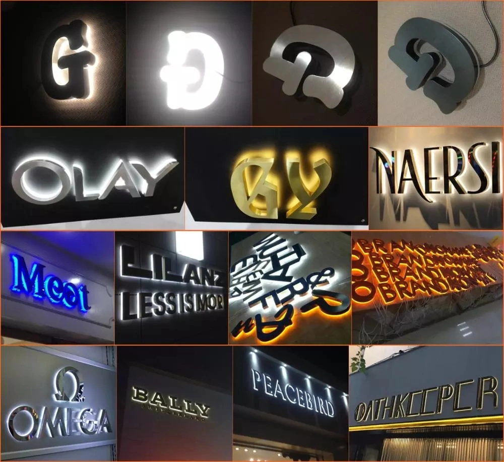 Outdoor Custom 3D Metal Stainless Steel LED Back Lit Sign Metal Channel Letters Sign LED Sign Board Color Steel Edging Letter Strips