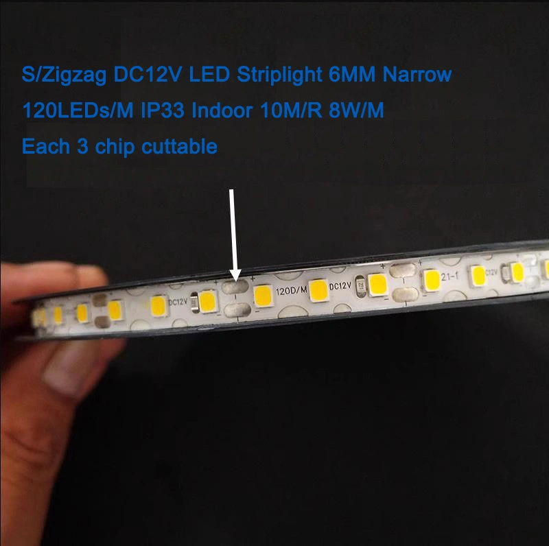 IP33 DIY Shape and Letter DC12V LED Neon Striplight LED Tape Tira LED SMD2835 120LEDs/M 6mm Super Narrow 10m/R