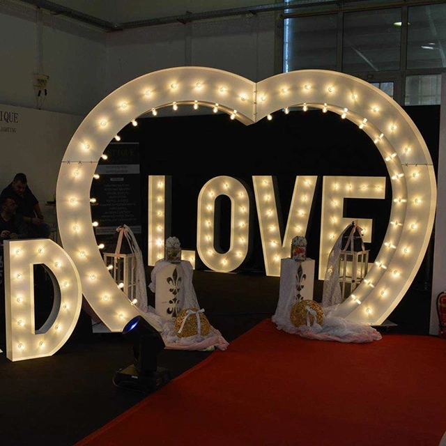 Marquee 3D Metal Marquee LED Light Giant Love Letters Fot Decor Wending