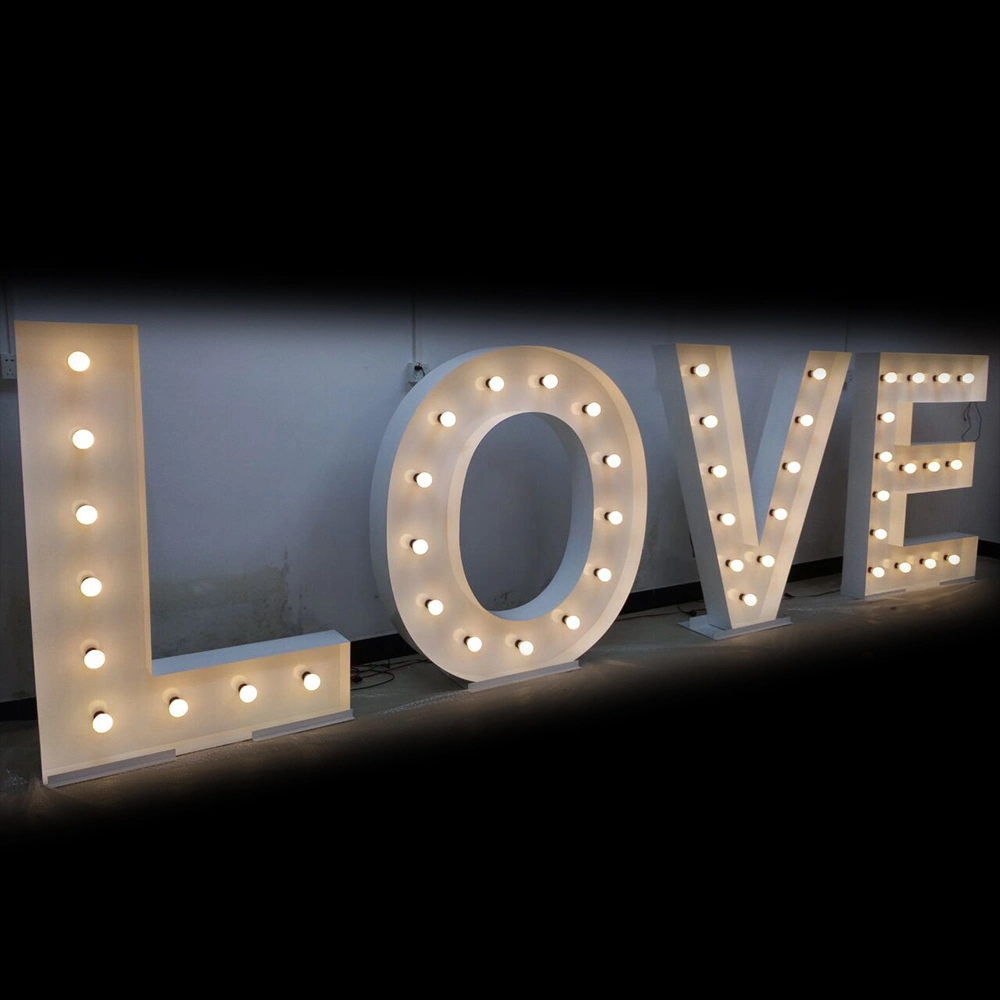 Decorative Large Lighted Bulb Light Metal LED Marquee Wedding Letters