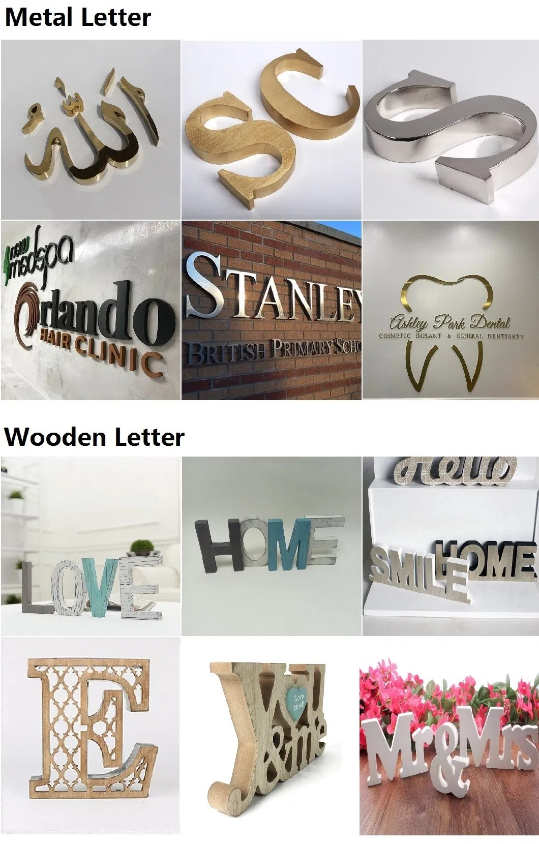 Custom Indoor Decoration 3D Acrylic Alphabet Letters Signage Logo Metal Coating Wall Sign Letter