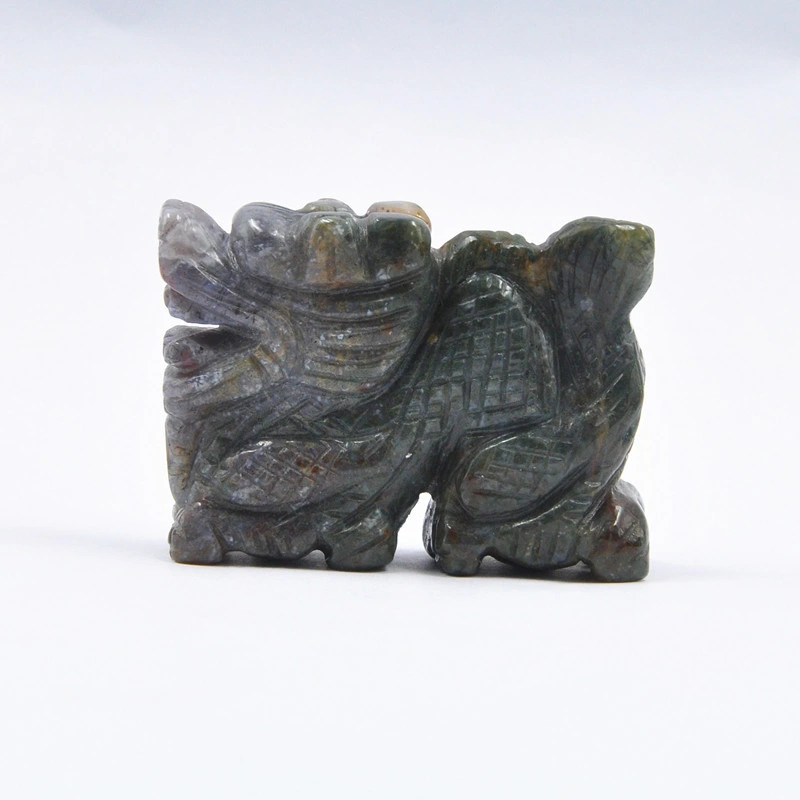 Semi Precious Gemstone The Twelve Chinese Zodiac Signs Dragon Carving Decoration