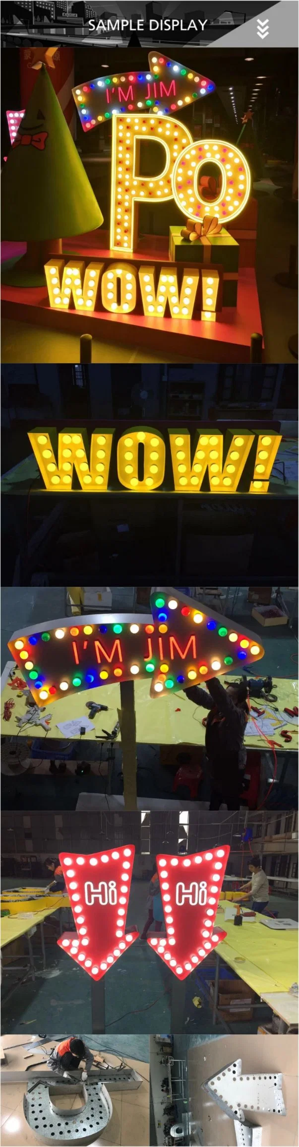 Custom Giant light-up Bulb Vintage 3D RGB Marquee LED Letters